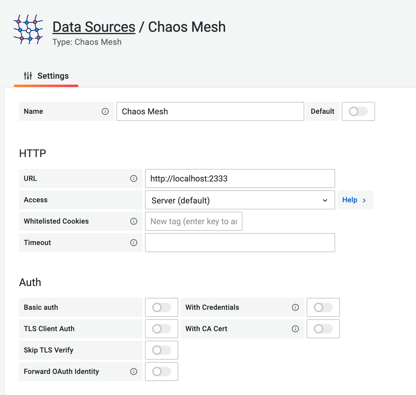 Configuration page